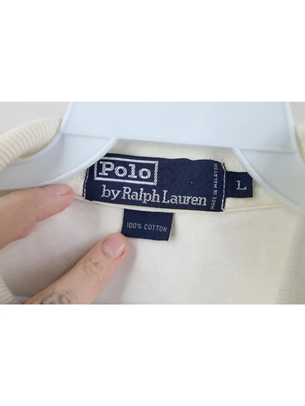 Vintage 90s Ralph Lauren Mens Size Large Soft Cotton Knit Golf Polo Shirt White